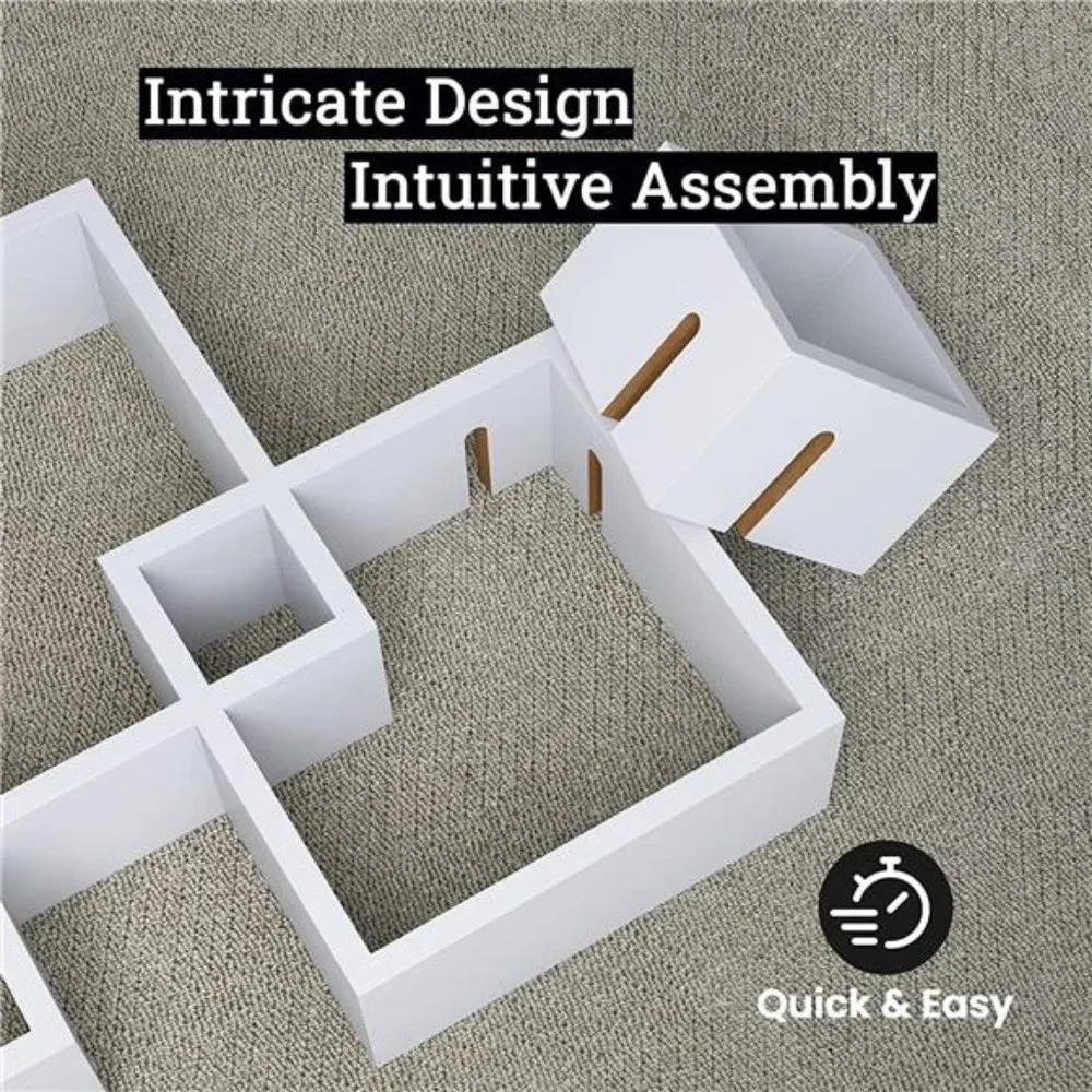 4 Cube Intersecting Shelves Easy-to-Assemble Floating Wall Mount Shelves Bedroom - Picture 4 of 4